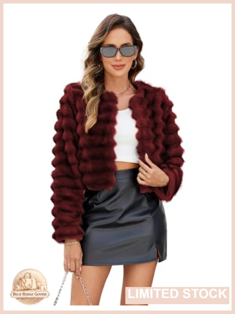 Faux Fur Cropped Coat Fuzzy Long Sleeve Winter Jacket